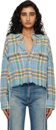 R13 Blue Cropped Work Shirt