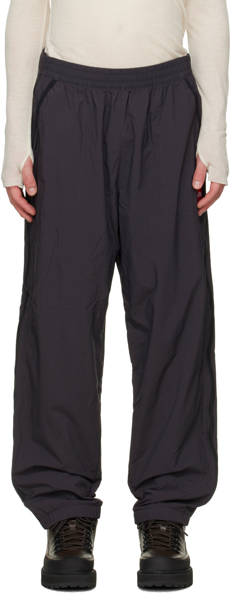 The North Face Gray TNF Red Box Full-Zip Sweatpants