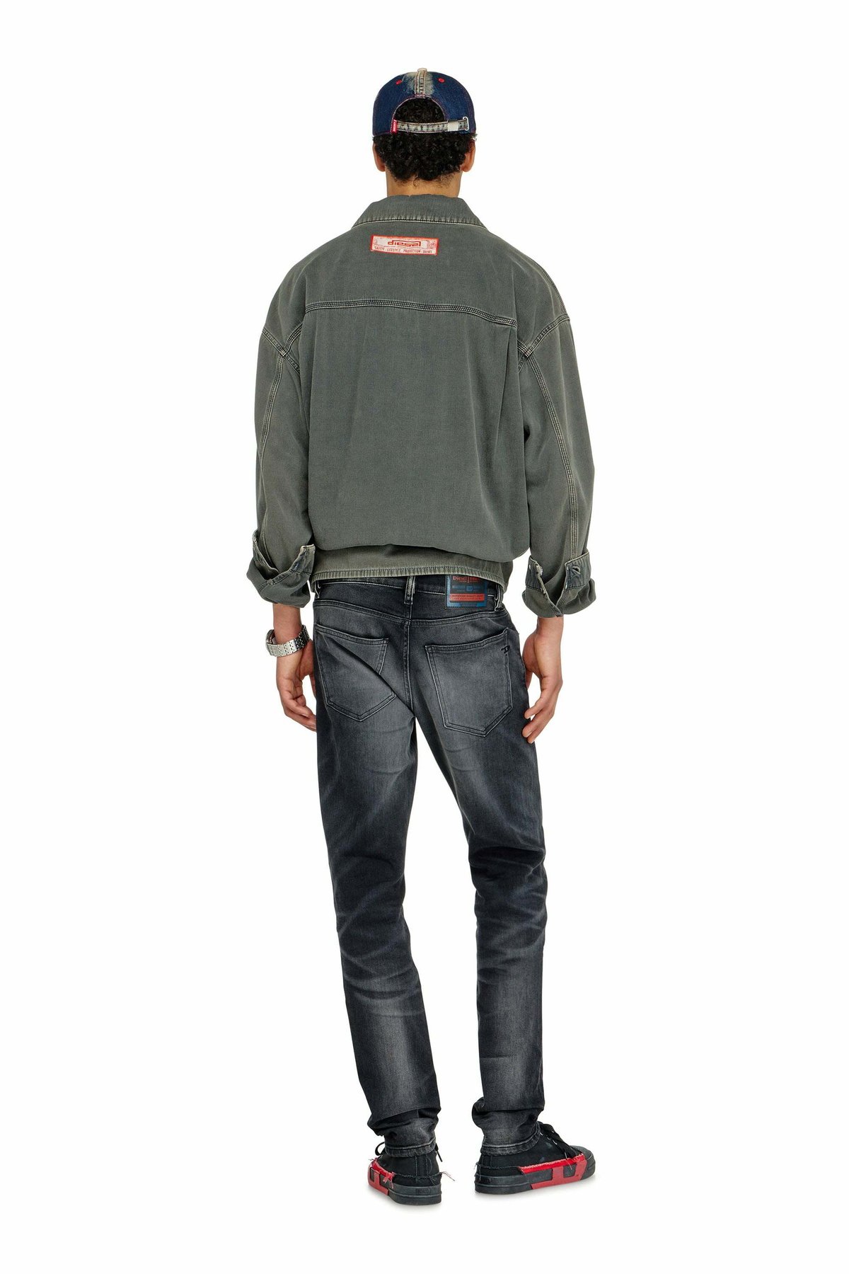 Diesel Slim Jeans Regular Waist 2019 D-Strukt, Black/Dark grey, Zip fly