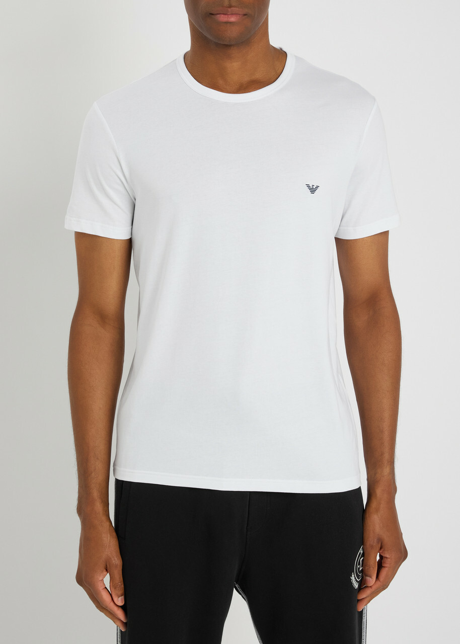 Emporio Armani Logo Stretch-cotton T-shirt set of two White