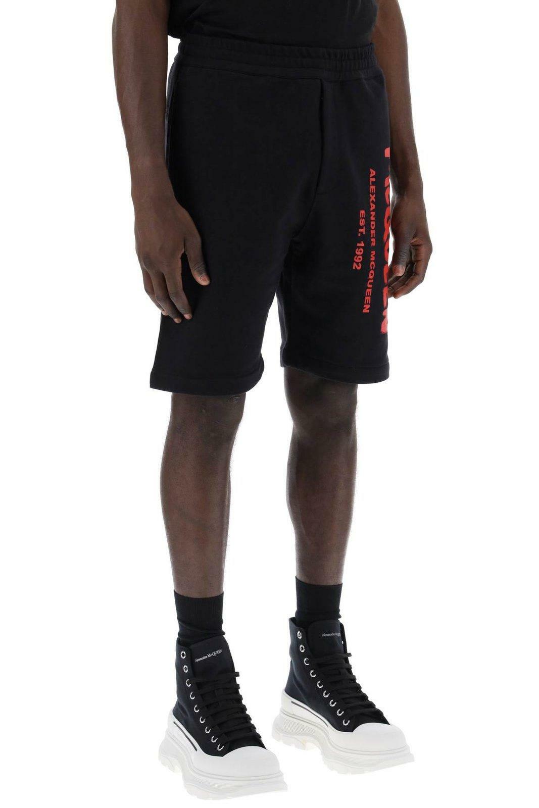 Alexander McQueen logo-tape jersey shorts main image 0