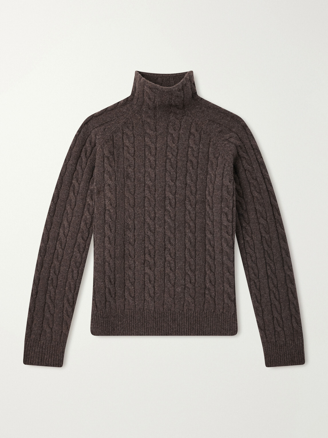 TOTEME - Cable-Knit Wool Rollneck Sweater - Brown