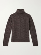 TOTEME - Cable-Knit Wool Rollneck Sweater - Brown