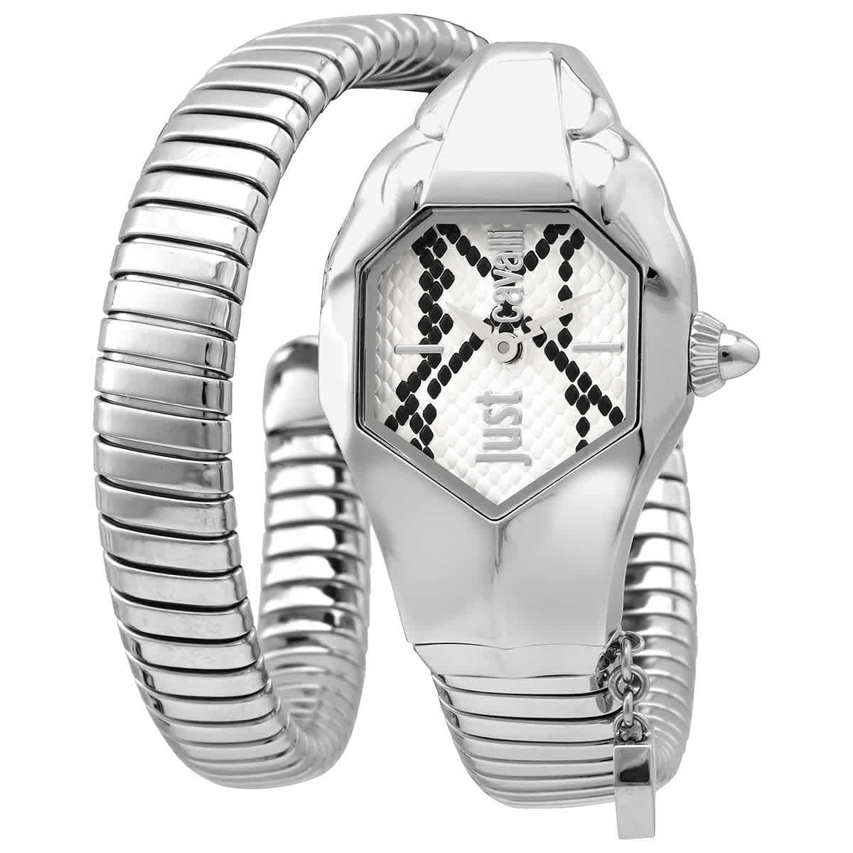 Just Cavalli Glam Chic Septagon Silver Dial Ladies Watch JC1L001M0015