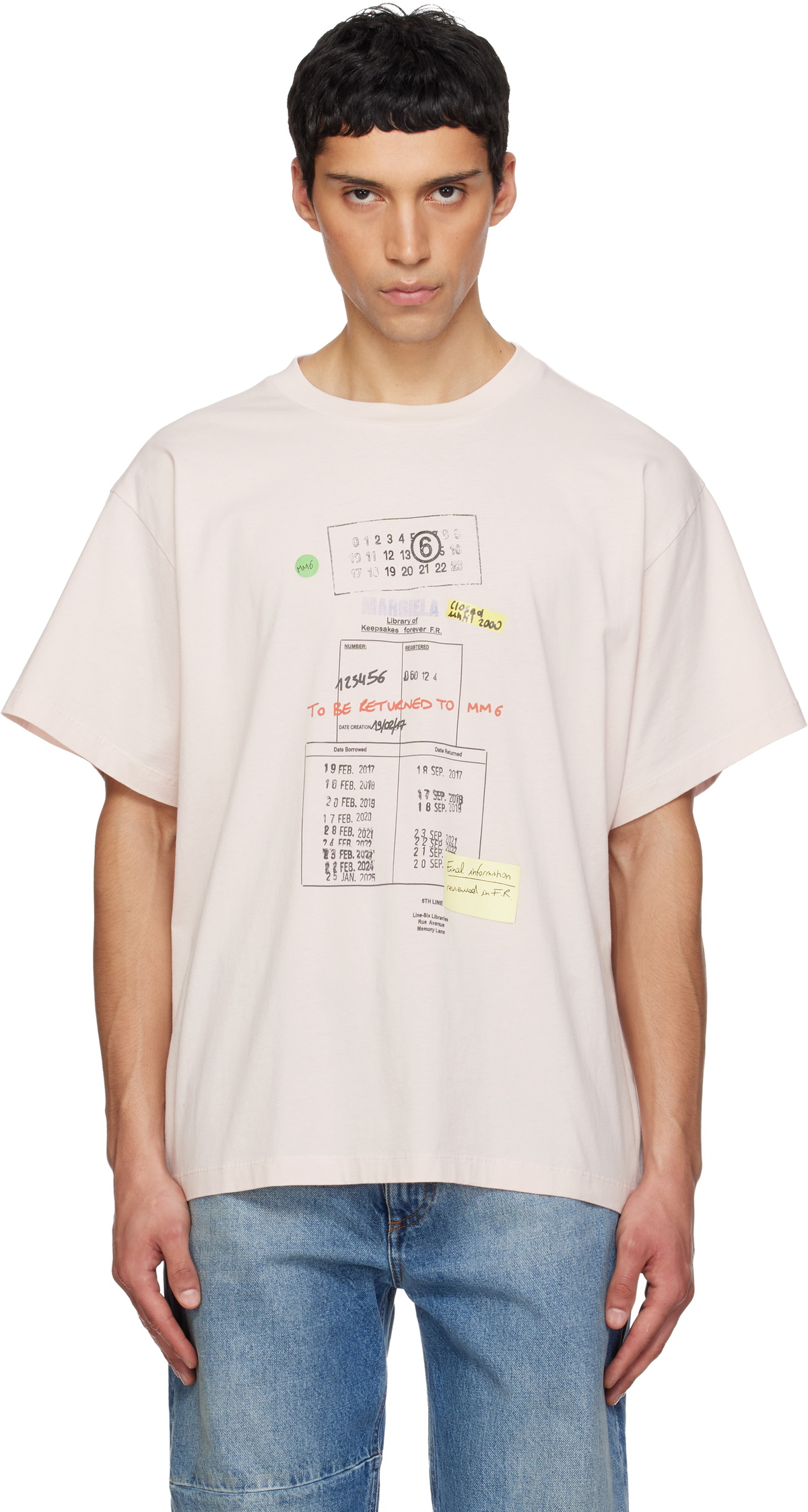 MM6 Maison Margiela Pink Library Stamp T-shirt MM6 Maison Margiela