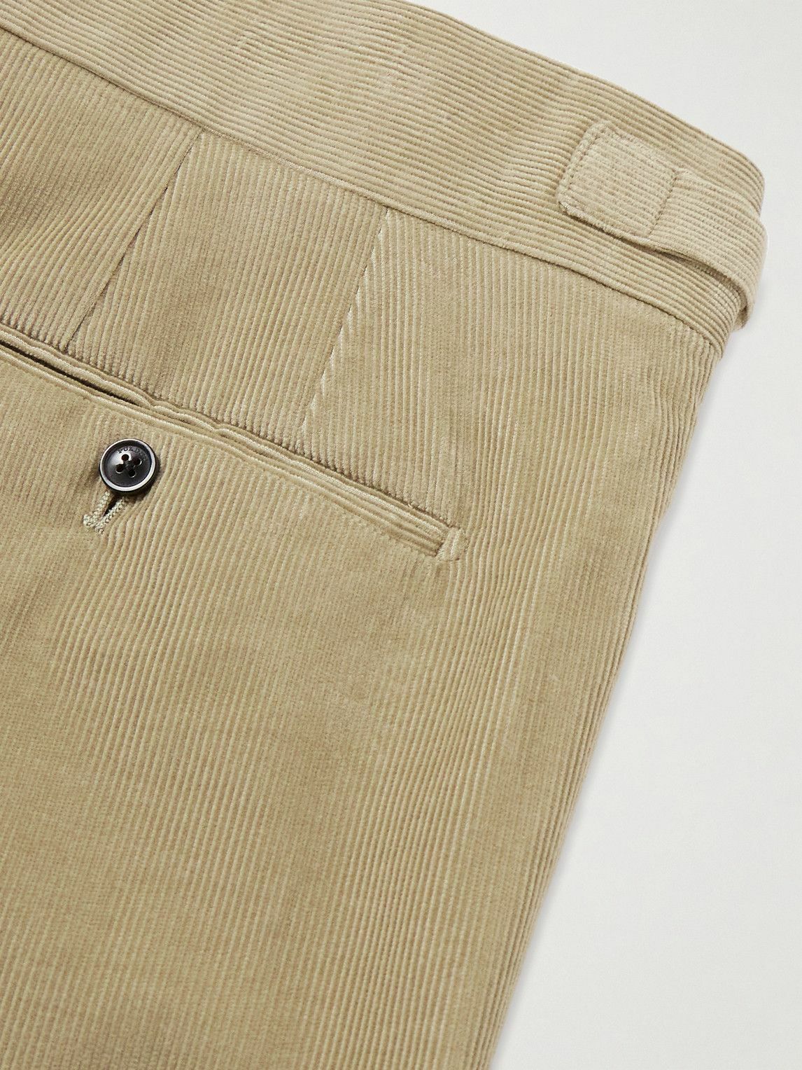 Purdey - Tapered Pleated Cotton-Corduroy Trousers - Neutrals