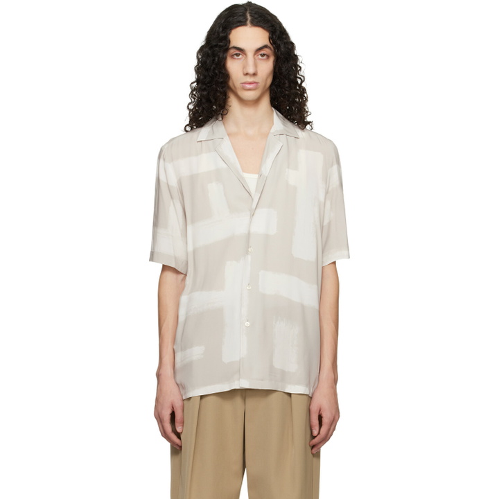 Photo: BOSS Taupe Regular-Fit Maxi Print Shirt