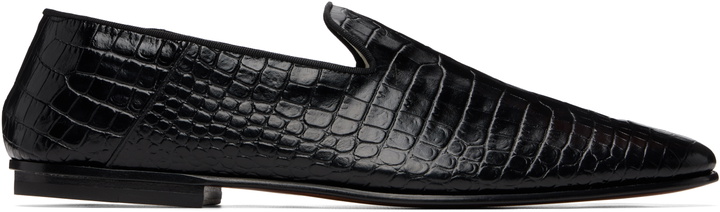 Photo: TOM FORD Black Printed Alligator Steven Loafers