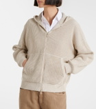 Brunello Cucinelli Open-knit cotton-blend lamé zip-up hoodie