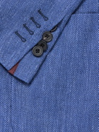 Rubinacci - Double-Breasted Linen and Wool-Blend Suit Jacket - Blue