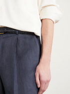 Lardini - Straight-Leg Pleated Linen-Twill Shorts - Blue