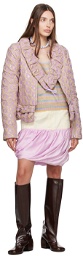 Kiko Kostadinov Off-White & Pink Twisted Hybrid Miniskirt