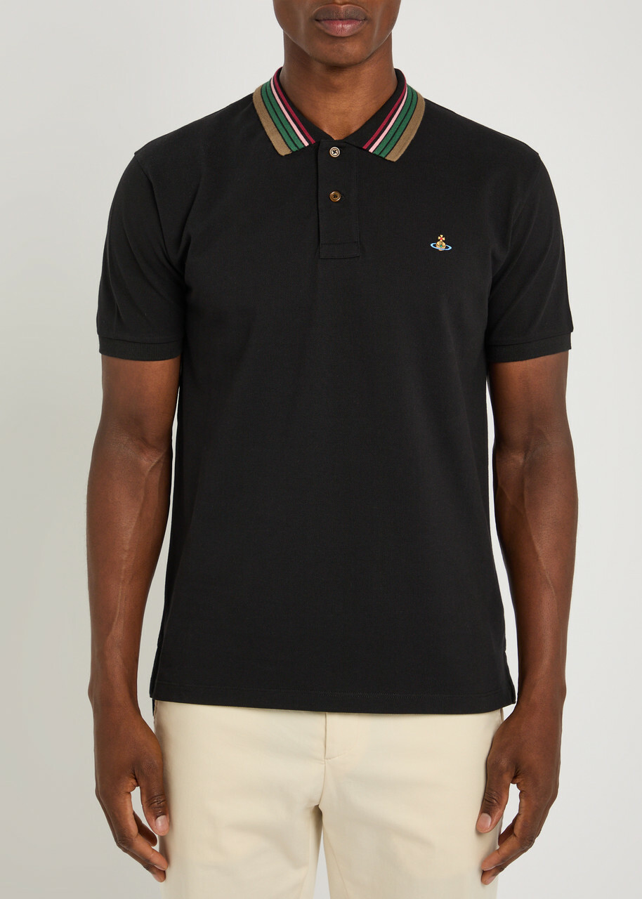 Vivienne Westwood Classic Logo Piqué Cotton Polo Shirt Black