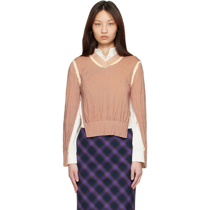 Photo: Acne Studios Tan Wrinkled V-Neck Sweater