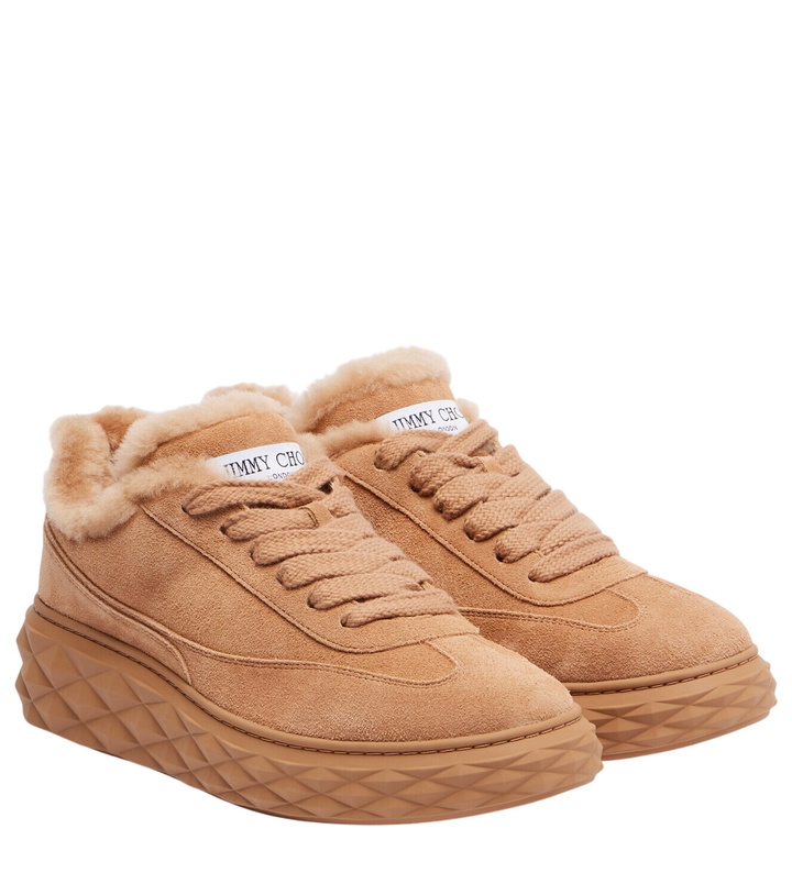 Photo: Jimmy Choo Diamond Maxi shearling-trimmed suede sneakers