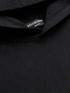 Balenciaga - Logo-Embroidered Cotton-Jersey Hoodie - Black