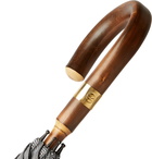 Kingsman - London Undercover Prince of Wales Checked Chestnut Wood-Handle Umbrella - Black