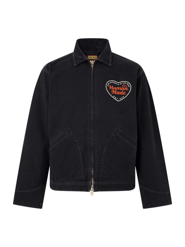 Photo: Human Made - Logo-Embroidered Corduroy-Trimmed Cotton-Twill Blouson Jacket - Black
