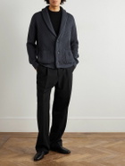Thom Sweeney - Shawl-Collar Ribbed Wool Cardigan - Blue