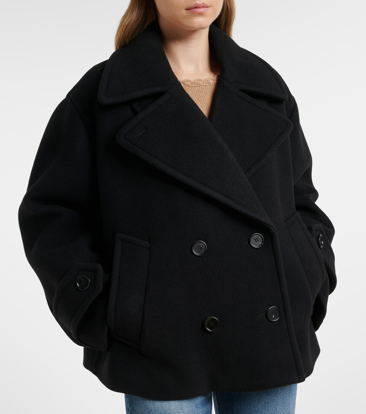 Chloé Double-breasted wool-blend peacoat