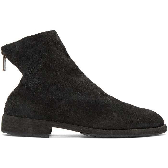 Photo: Guidi Black Suede Oxford Back Zip Boots