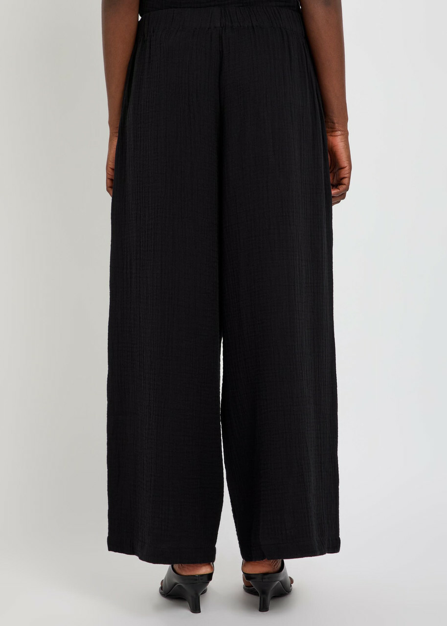 Eileen Fisher Wide-leg Cotton Trousers Black