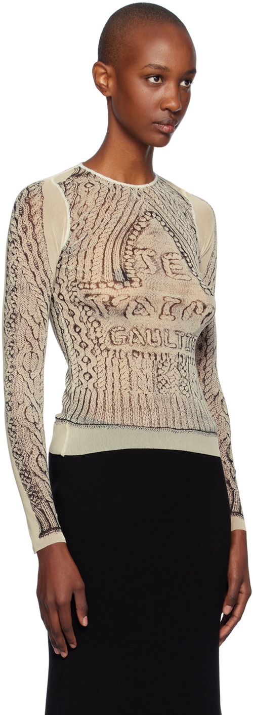 Jean Paul Gaultier Beige & Black 'Je T'aime' T-shirt