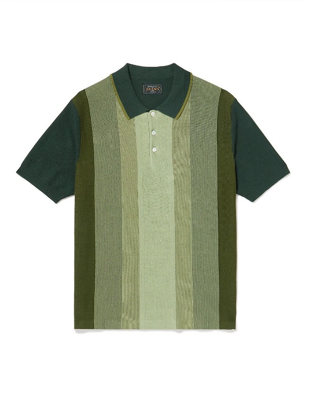 Photo: Beams Plus - Striped Cotton Polo Shirt - Green