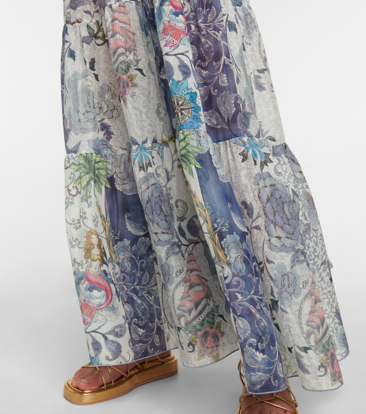 Etro - Floral cotton and silk maxi dress