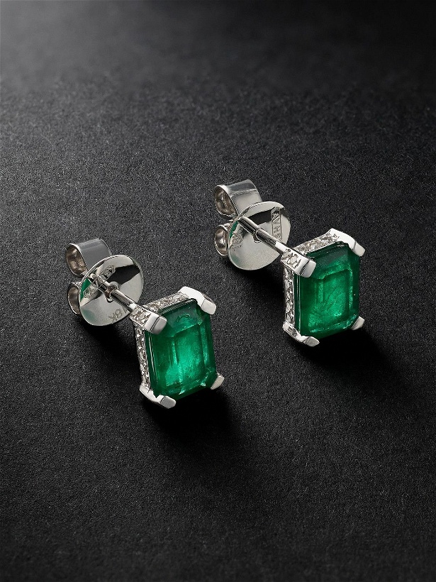 Photo: SHAY - Hidden Halo White Gold, Emerald and Diamond Earrings
