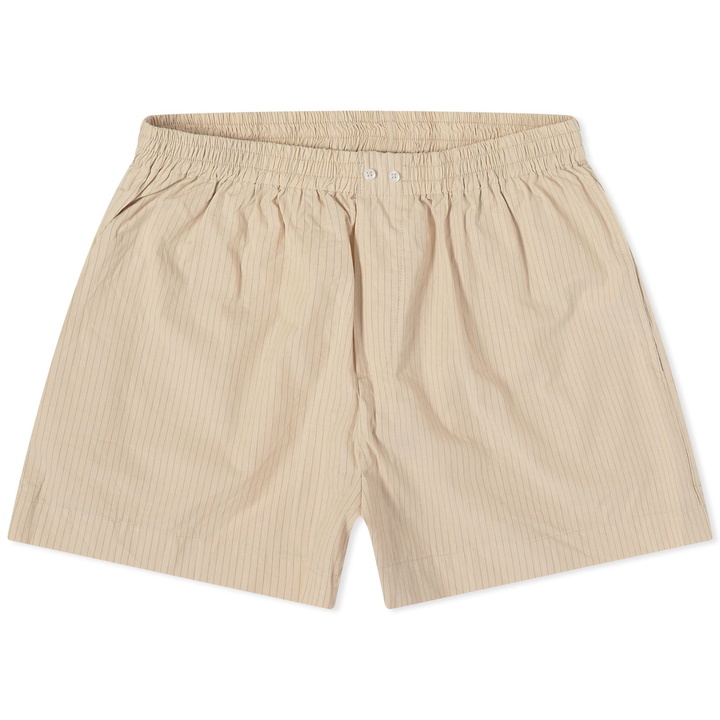 Photo: Deiji Studios Women's Stripe Boxer Short in Sand Stripe