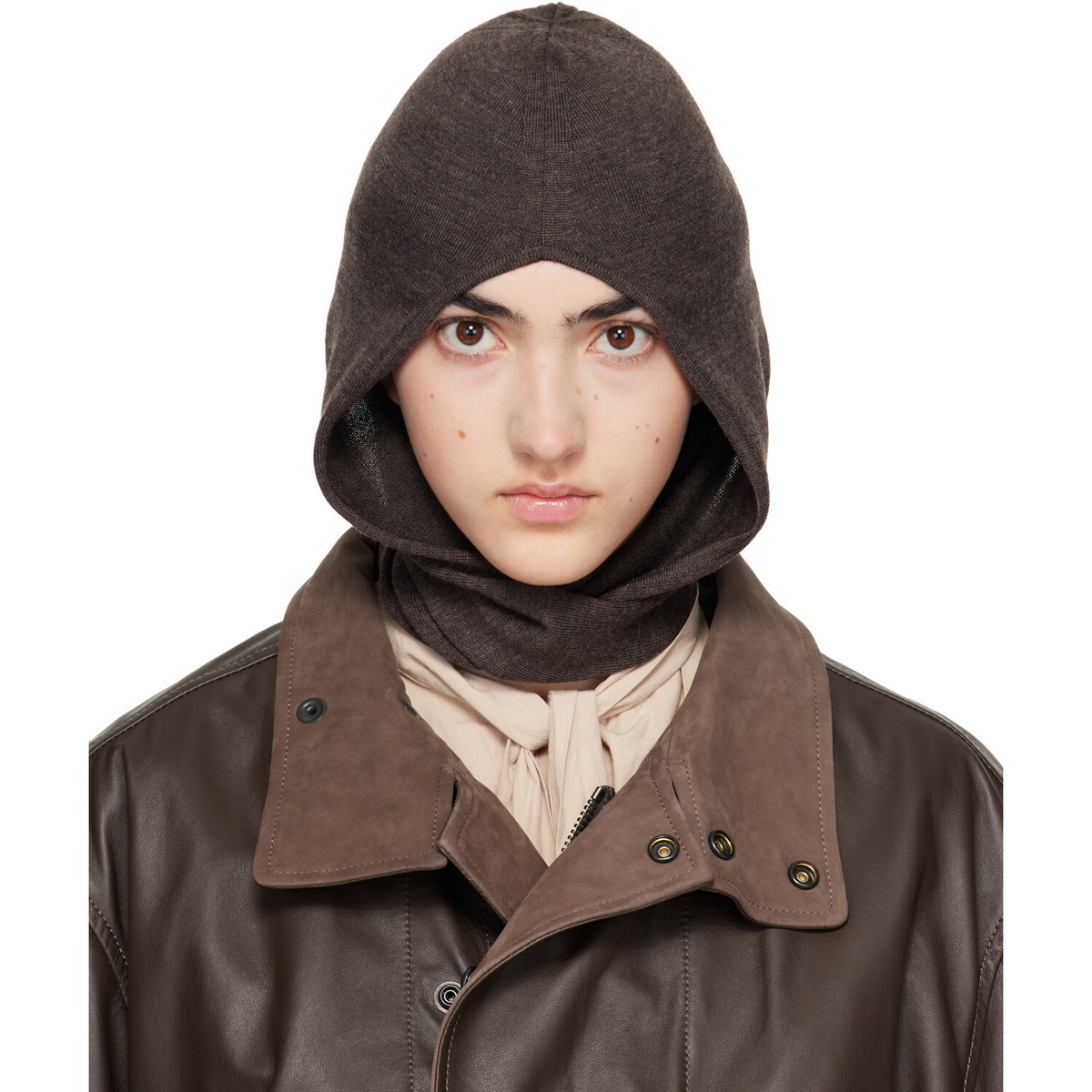 LEMAIRE Brown Fine Wool Hood