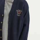 Drôle de Monsieur Men's Rose Slogan Cardigan in Navy