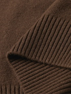 TOM FORD - Suede-Trimmed Wool-Blend Half-Zip Sweater - Brown