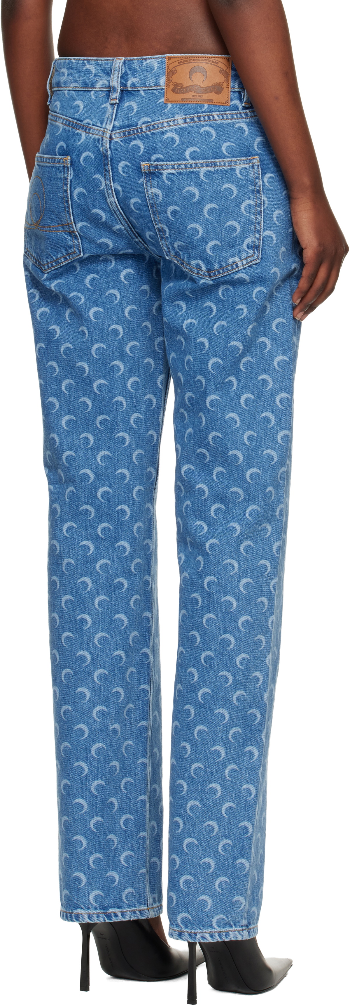 Marine Serre Blue Moon Laser Straight Jeans