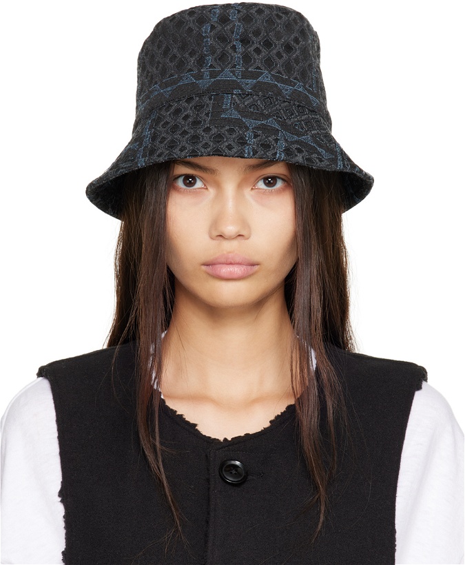 Photo: Engineered Garments Black Jacquard Bucket Hat