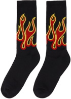 Palm Angels Black Burning Flames Socks