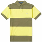 Polo Ralph Lauren Men's Block Striped Polo Shirt in Lemon Crush/Dark Sage
