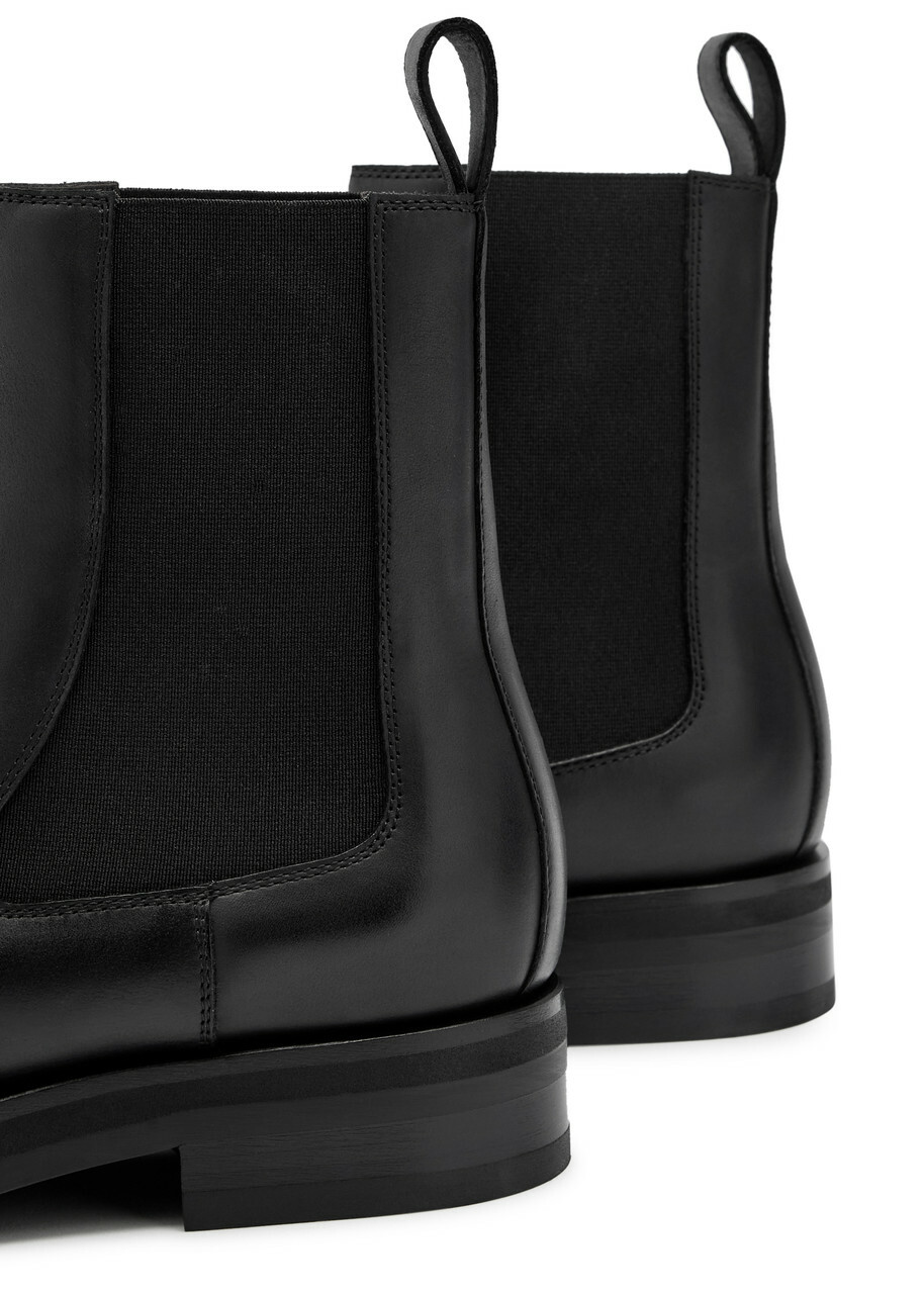 The Row Leather Chelsea Boots Black