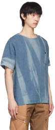JiyongKim SSENSE Exclusive Blue Linen T-Shirt