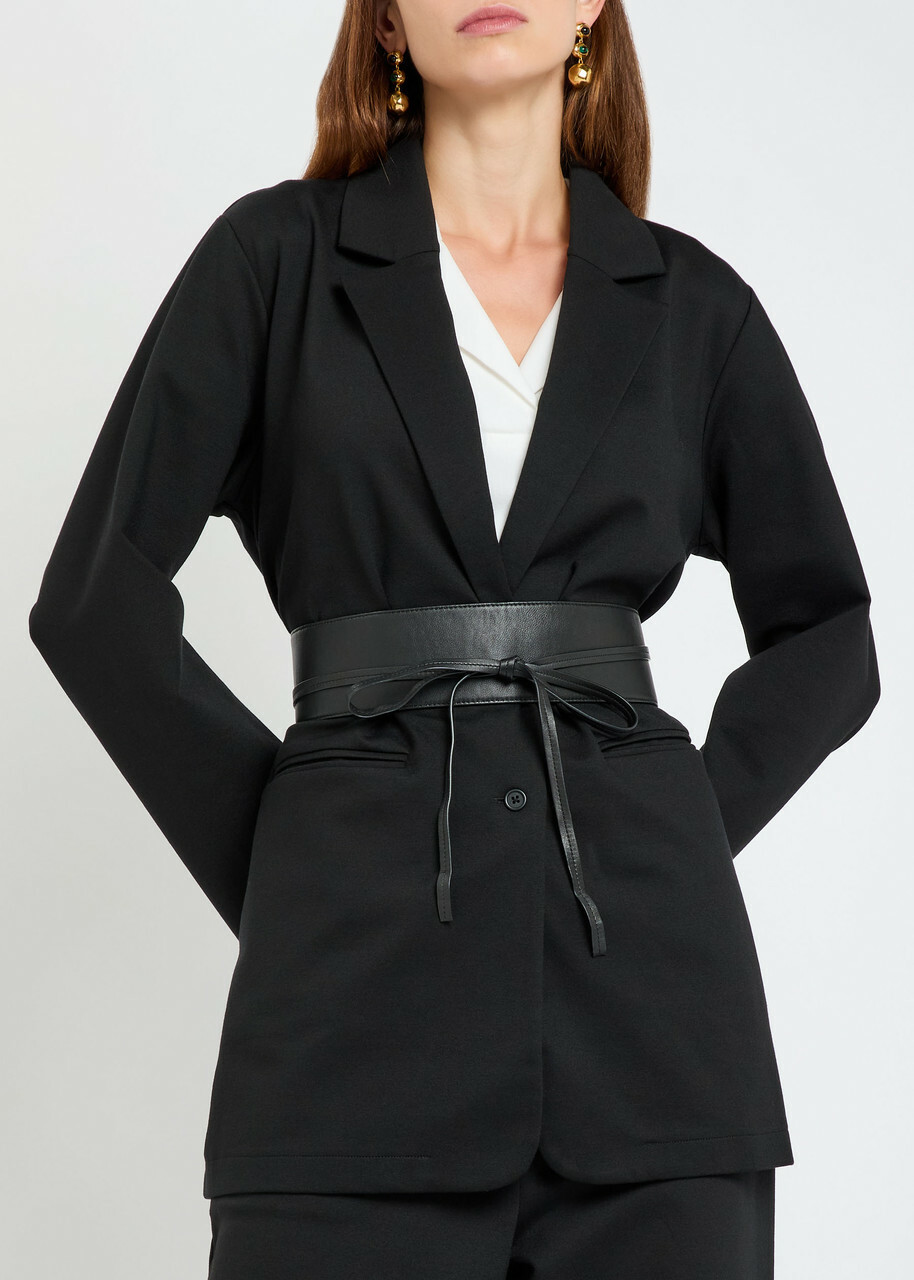 Eileen Fisher Wraparound Leather obi Belt Black