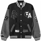 Men's AAPE Embroidered Baseball Jacket in Black