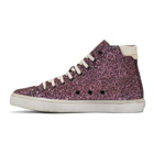 Saint Laurent Pink Bedford Glitter High-Top Sneakers