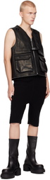 Rick Owens Black Porterville Utility Leather Vest