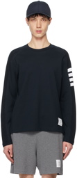 Thom Browne Navy 4-Bar Stripe Long Sleeve T-Shirt