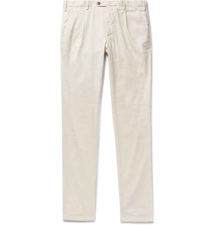 Photo: Thom Sweeney - Tapered Pleated Linen-Blend Trousers - Neutrals