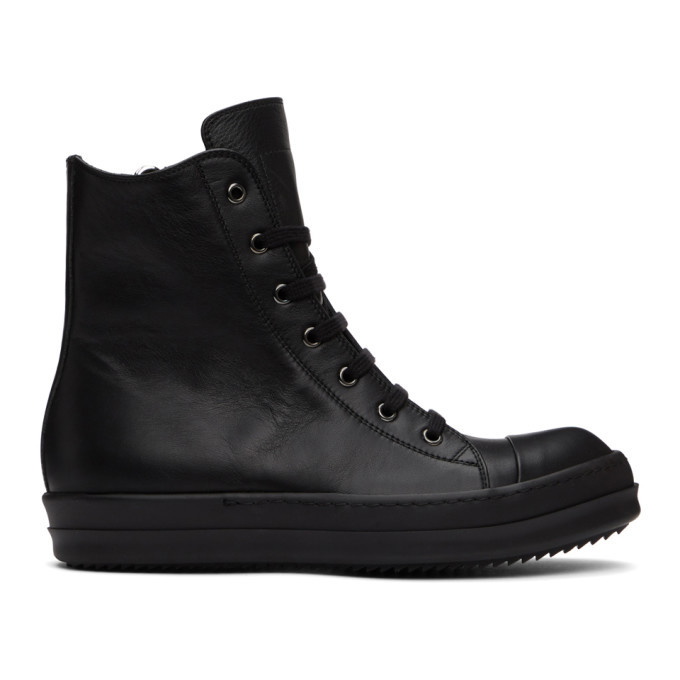 Photo: Rick Owens Black Capped High-Top Sneakers