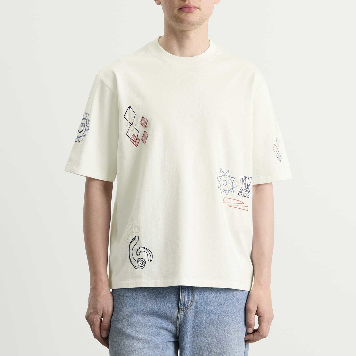 Wax London Men's Milton Sun Doodle T-Shirt in Ecru/Multi
