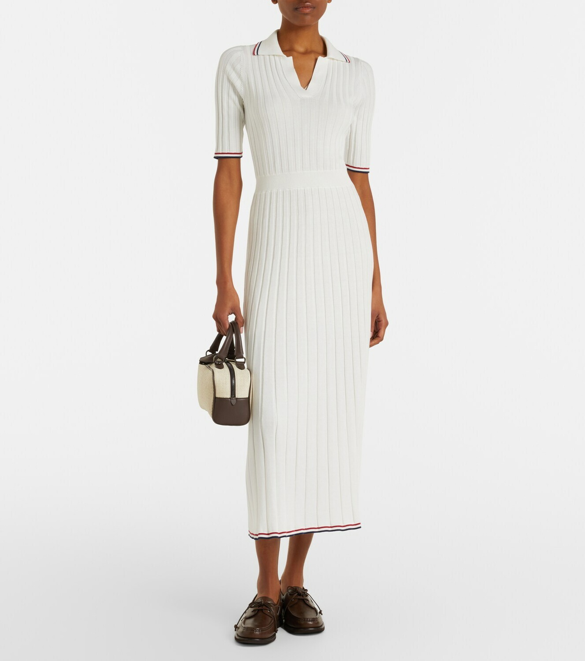 Brunello Cucinelli Ribbed-knit cotton midi dress