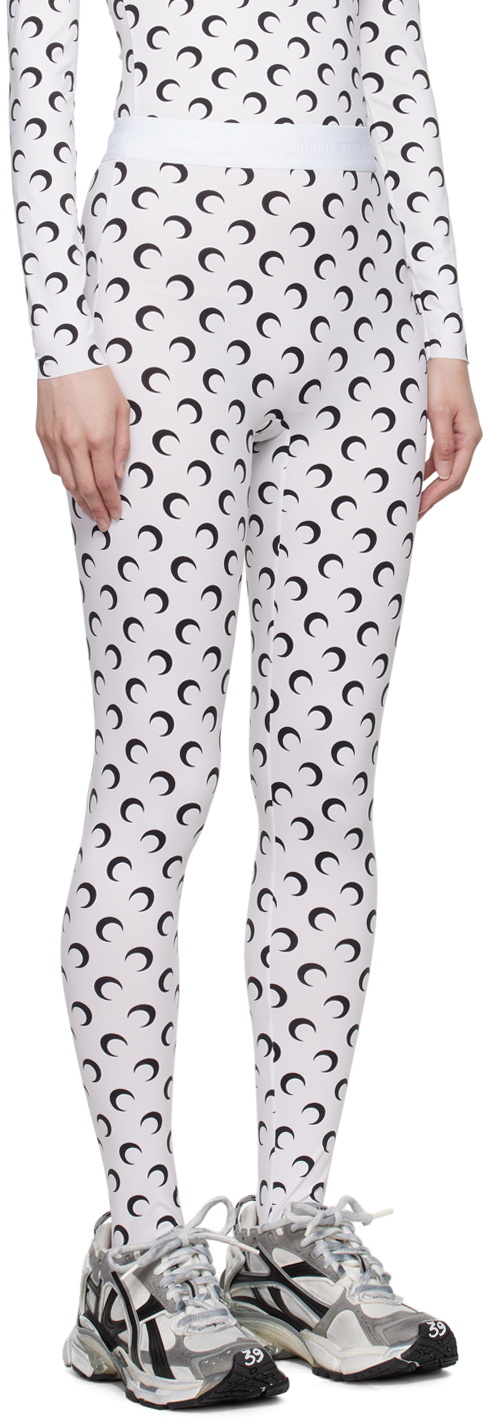 Marine Serre White All Over Moon Leggings
